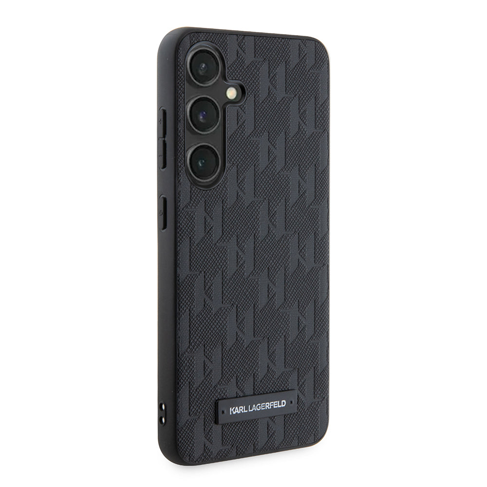 Capa para Samsung Galaxy S24 S921, Karl Lagerfeld, Saffiano Mono Metal Logo, Preta.