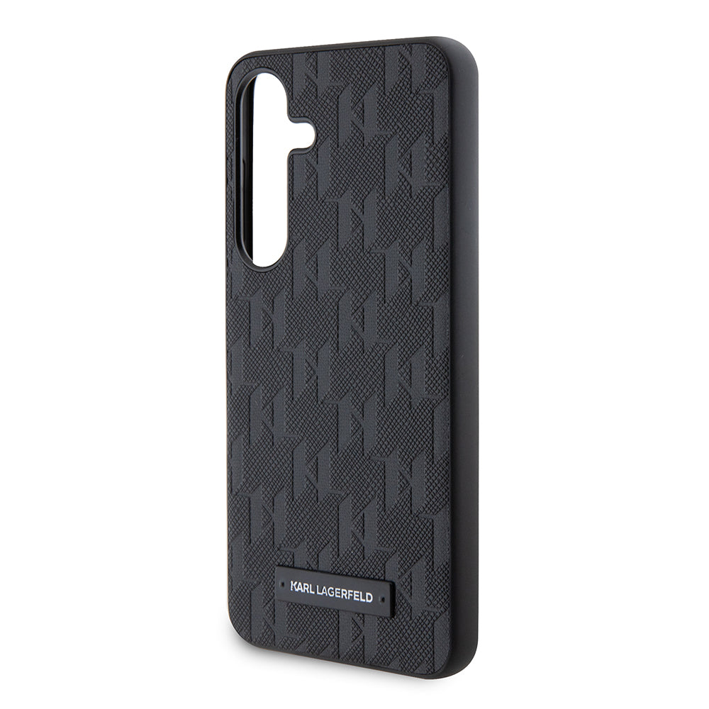 Capa para Samsung Galaxy S24 S921, Karl Lagerfeld, Saffiano Mono Metal Logo, Preta.