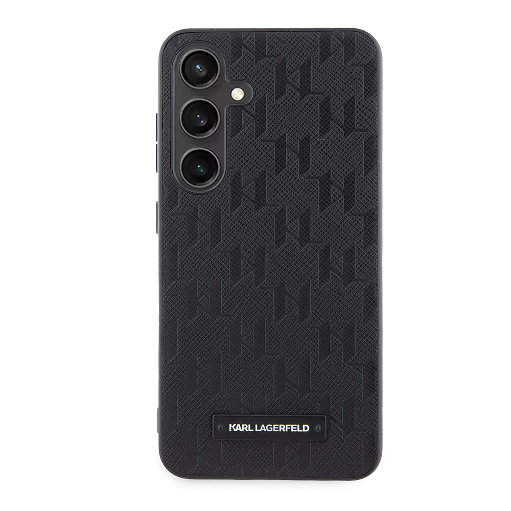 Capa para Samsung Galaxy S24 S921, Karl Lagerfeld, Saffiano Mono Metal Logo, Preta.