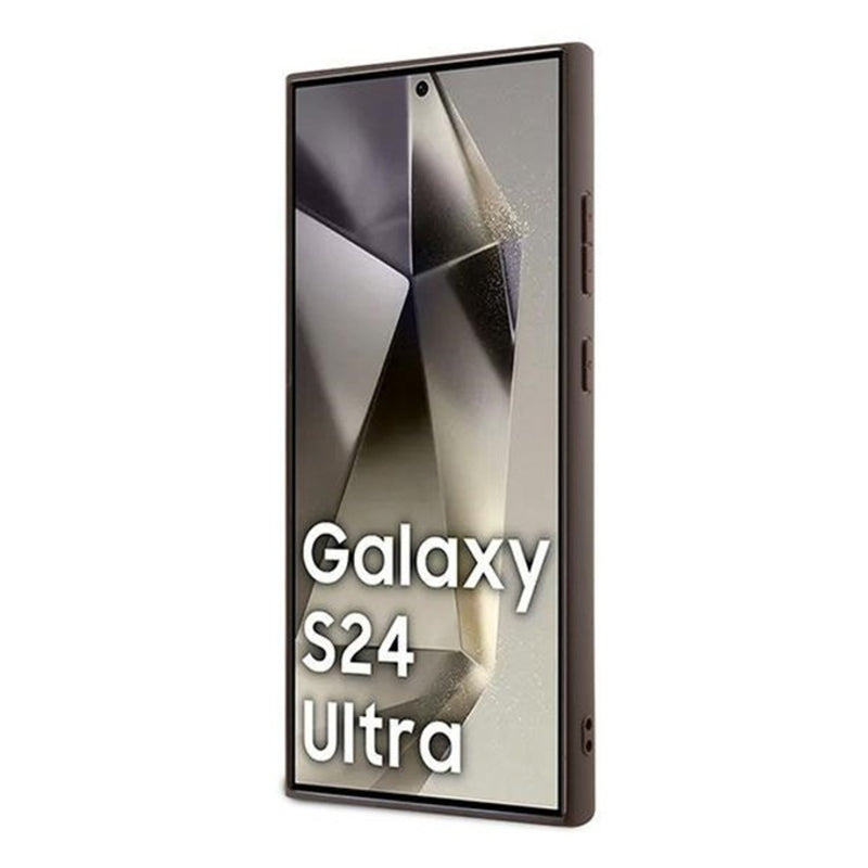 Capa para Samsung Galaxy S24 Ultra S928, Guess, Logo Metal Dourado 4G, Marrom