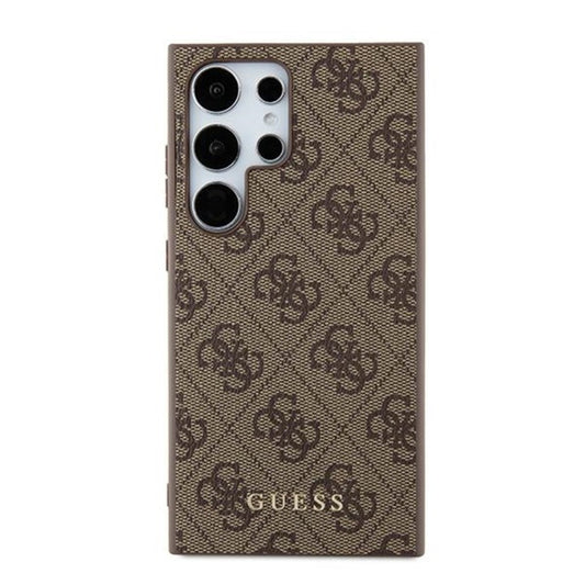 Capa para Samsung Galaxy S24 Ultra S928, Guess, Logo Metal Dourado 4G, Marrom