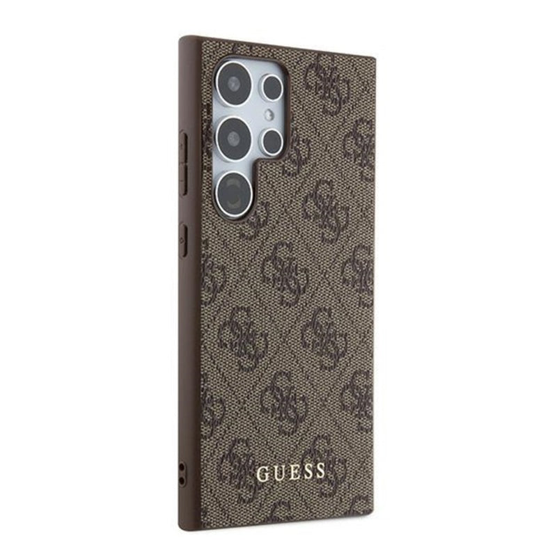 Capa para Samsung Galaxy S24 Ultra S928, Guess, Logo Metal Dourado 4G, Marrom