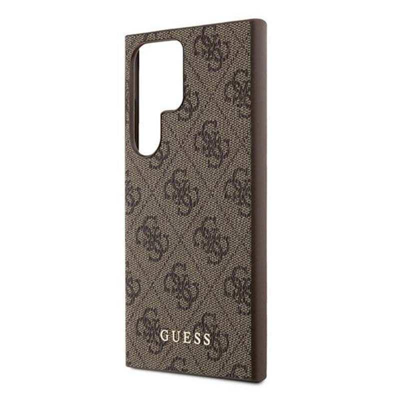 Capa para Samsung Galaxy S24 Ultra S928, Guess, Logo Metal Dourado 4G, Marrom
