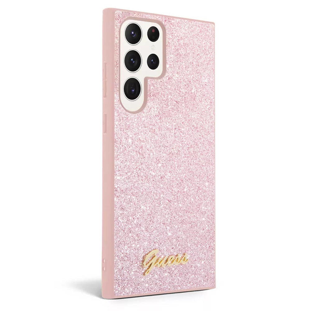 Capa para Samsung Galaxy S24 Ultra S928, Guess, Glitter Script, Rosa