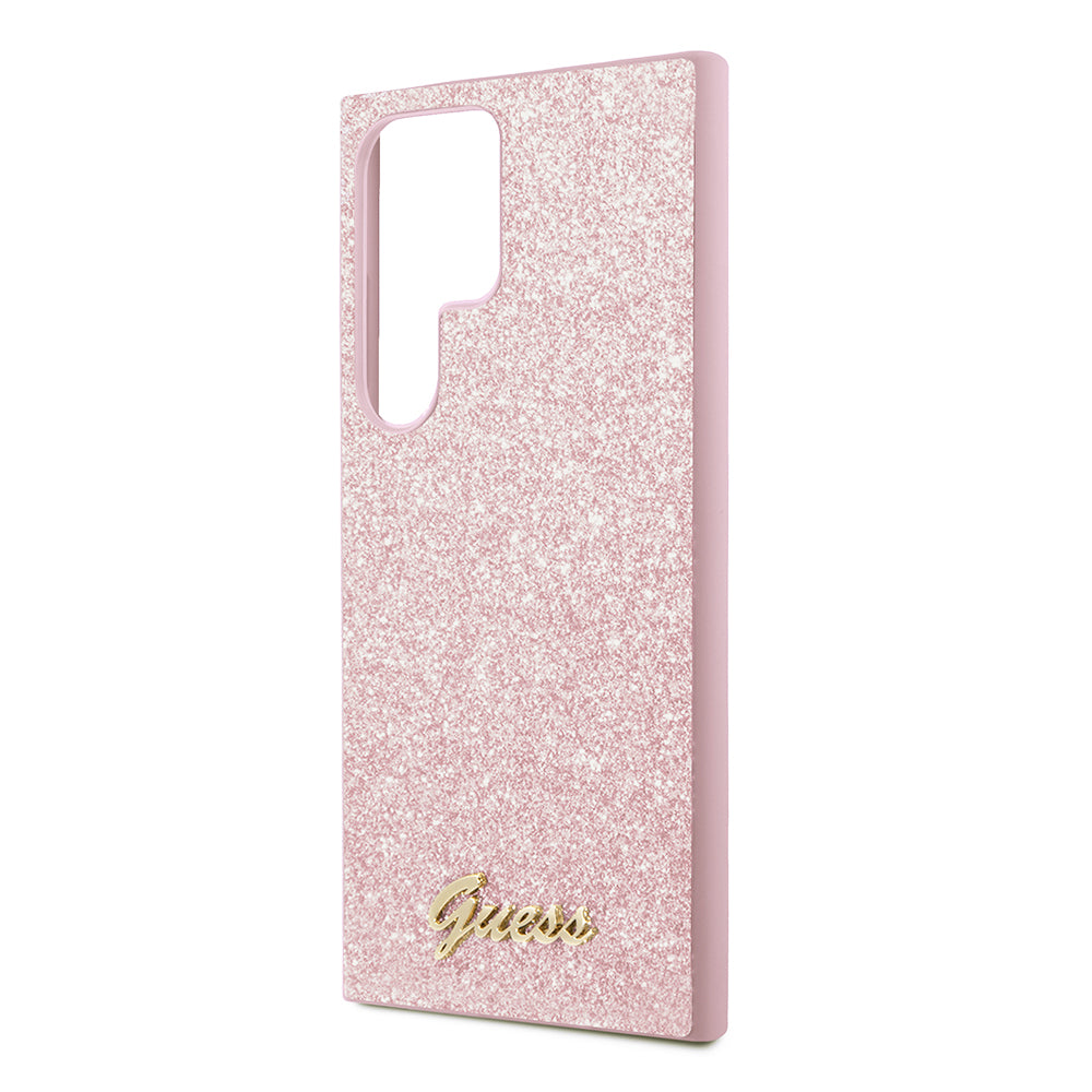 Capa para Samsung Galaxy S24 Ultra S928, Guess, Glitter Script, Rosa