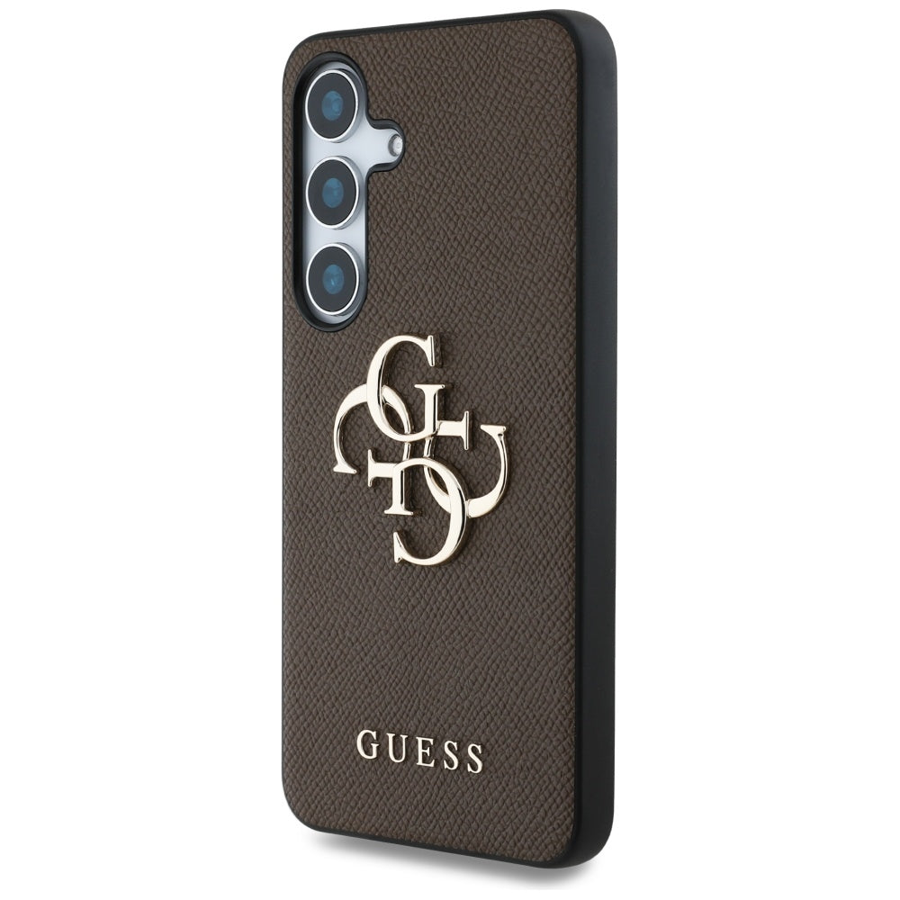 Capa para Samsung Galaxy S25+ S936, Guess, 4G Grained Big and Classic Logo, Castanho
