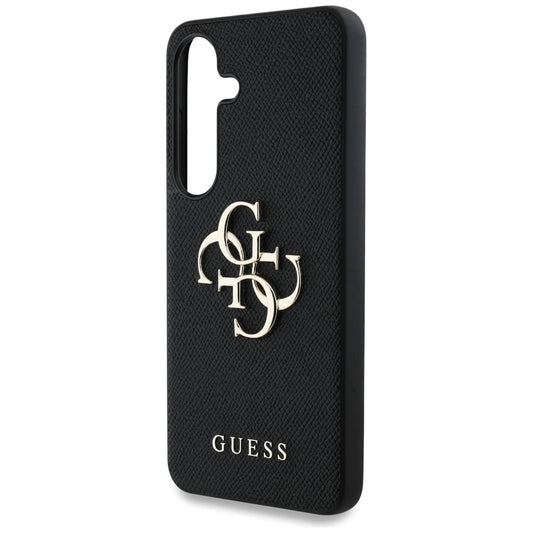 Capa para Samsung Galaxy S25+ S936, Guess, 4G Grained Big and Classic Logo, Preta