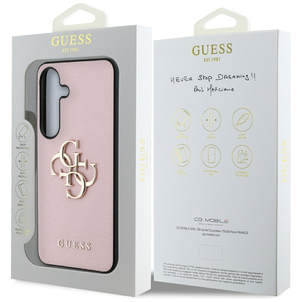Capa para Samsung Galaxy S25+ S936, Guess, 4G Grained Big and Classic Logo, Rosa