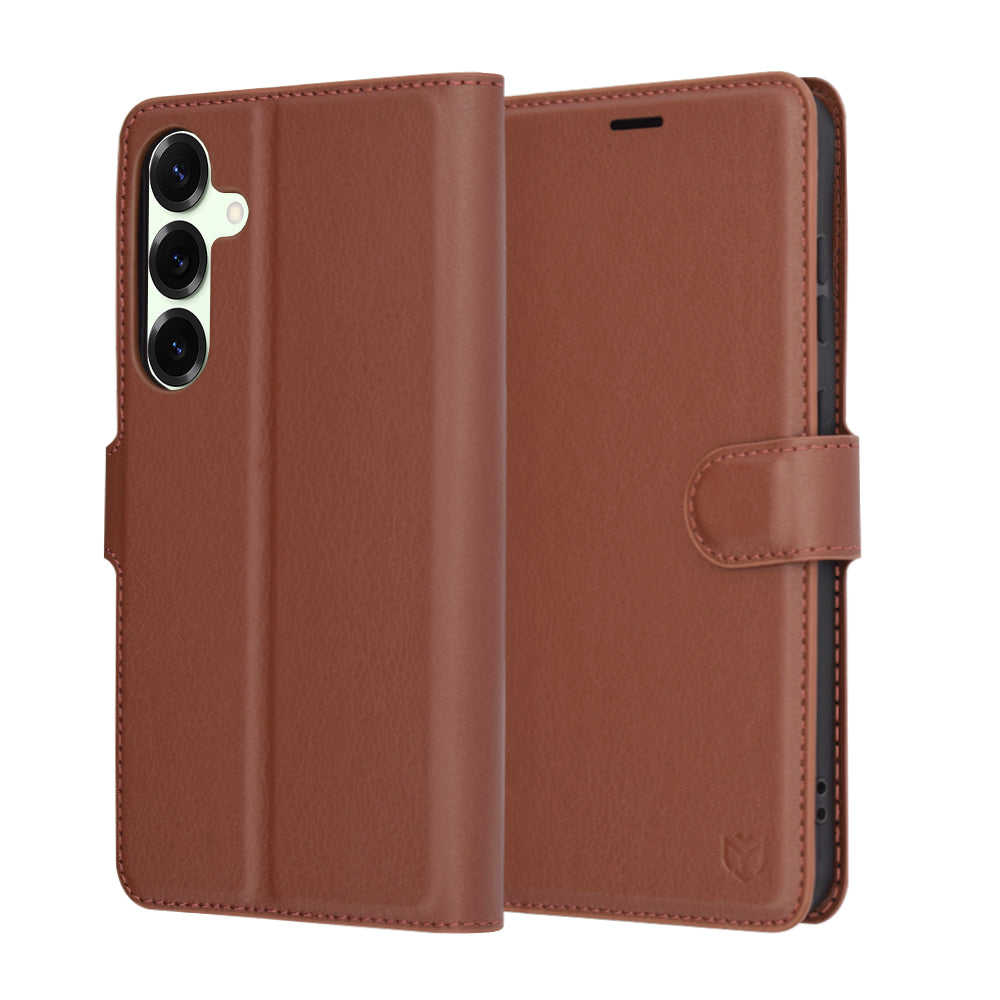 Capa para Samsung Galaxy S25+ S936, Techsuit, Leather Folio, Castanha