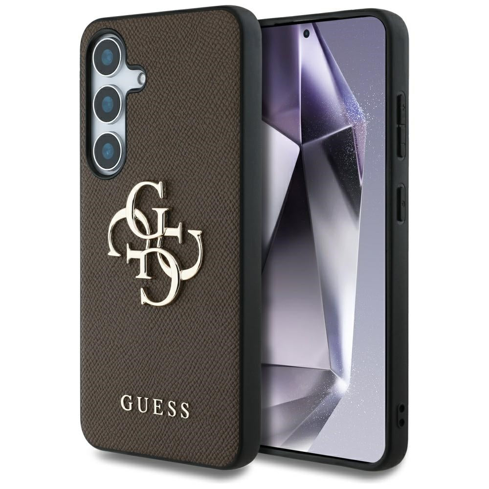 Capa para Samsung Galaxy S25 S931, Guess, 4G Grained Big and Classic Logo, Marrom