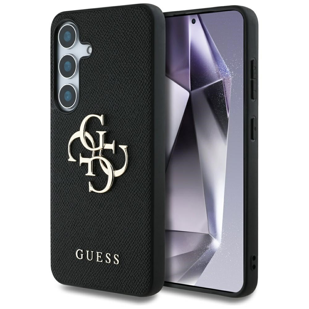 Capa para Samsung Galaxy S25 S931, Guess, 4G Grained Big and Classic Logo, Preta