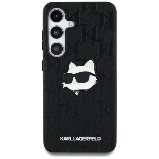 Capa para Samsung Galaxy S25 S931, Karl Lagerfeld, Monograma da Cabeça de Choupette, Preta