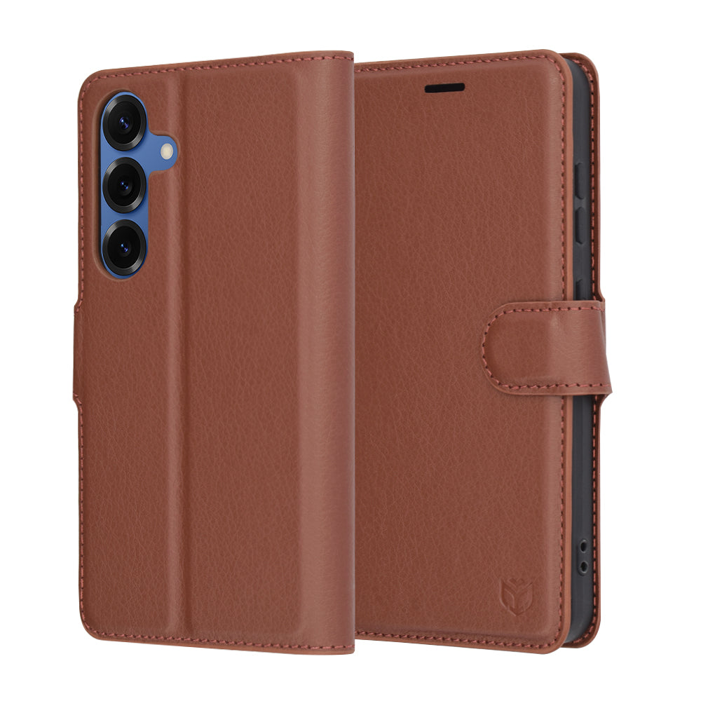 Capa para Samsung Galaxy S25 S931, Techsuit, Leather Folio, Castanha