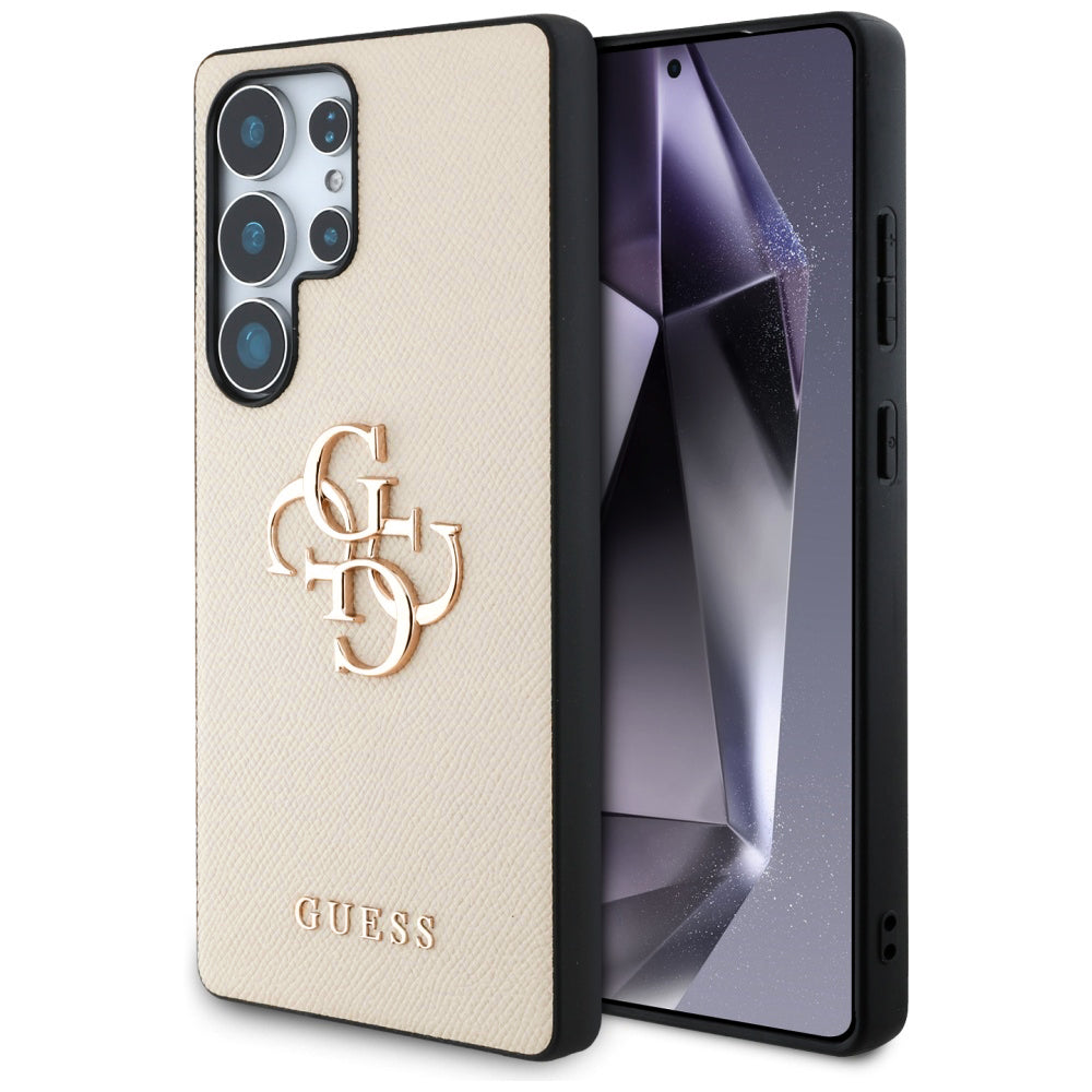 Capa para Samsung Galaxy S25 Ultra S938, Guess, 4G Grained Big and Classic Logo, Bege