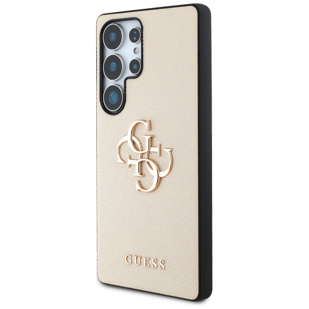 Capa para Samsung Galaxy S25 Ultra S938, Guess, 4G Grained Big and Classic Logo, Bege