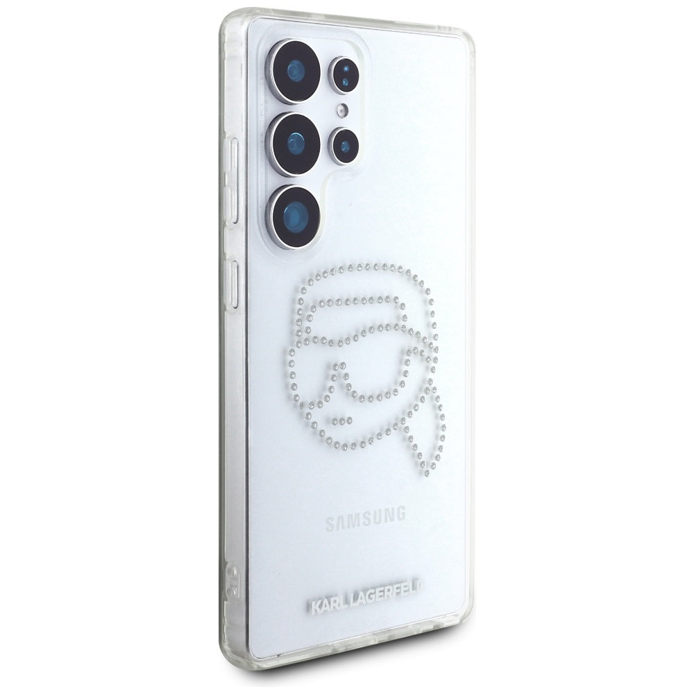 Capa para Samsung Galaxy S25 Ultra S938, Karl Lagerfeld, IML Rhinestones Karl's Head, Transparente