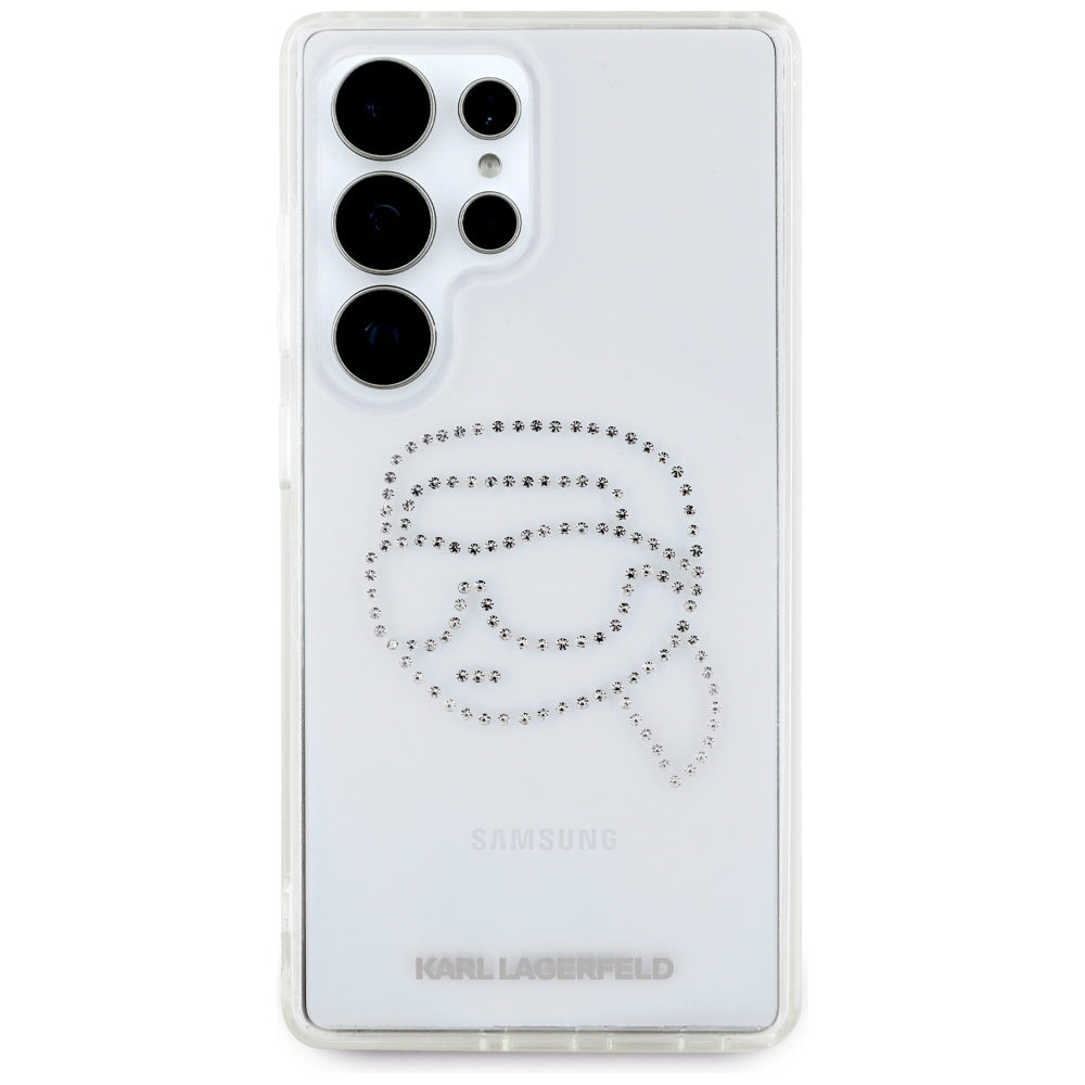 Capa para Samsung Galaxy S25 Ultra S938, Karl Lagerfeld, IML Rhinestones Karl's Head, Transparente