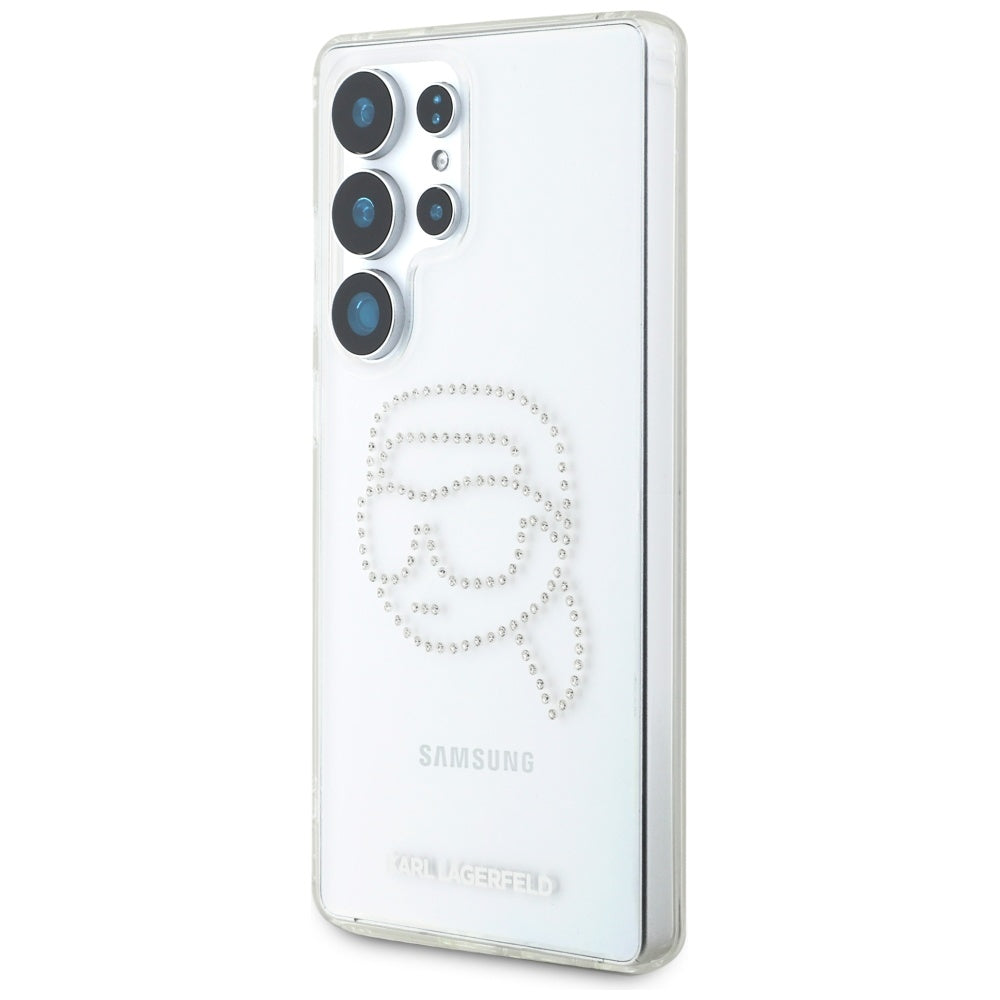 Capa para Samsung Galaxy S25 Ultra S938, Karl Lagerfeld, IML Rhinestones Karl's Head, Transparente