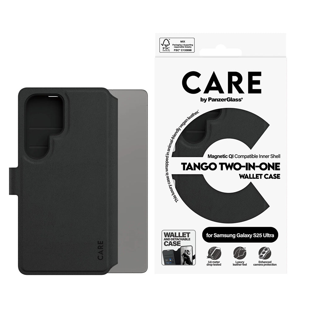 Capa para Samsung Galaxy S25 Ultra S938, PanzerGlass, Care Feature Tango Two-in-One, Preta