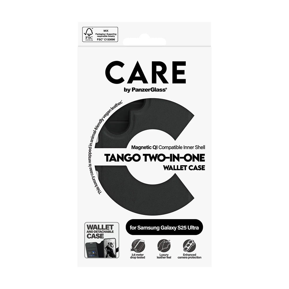 Capa para Samsung Galaxy S25 Ultra S938, PanzerGlass, Care Feature Tango Two-in-One, Preta