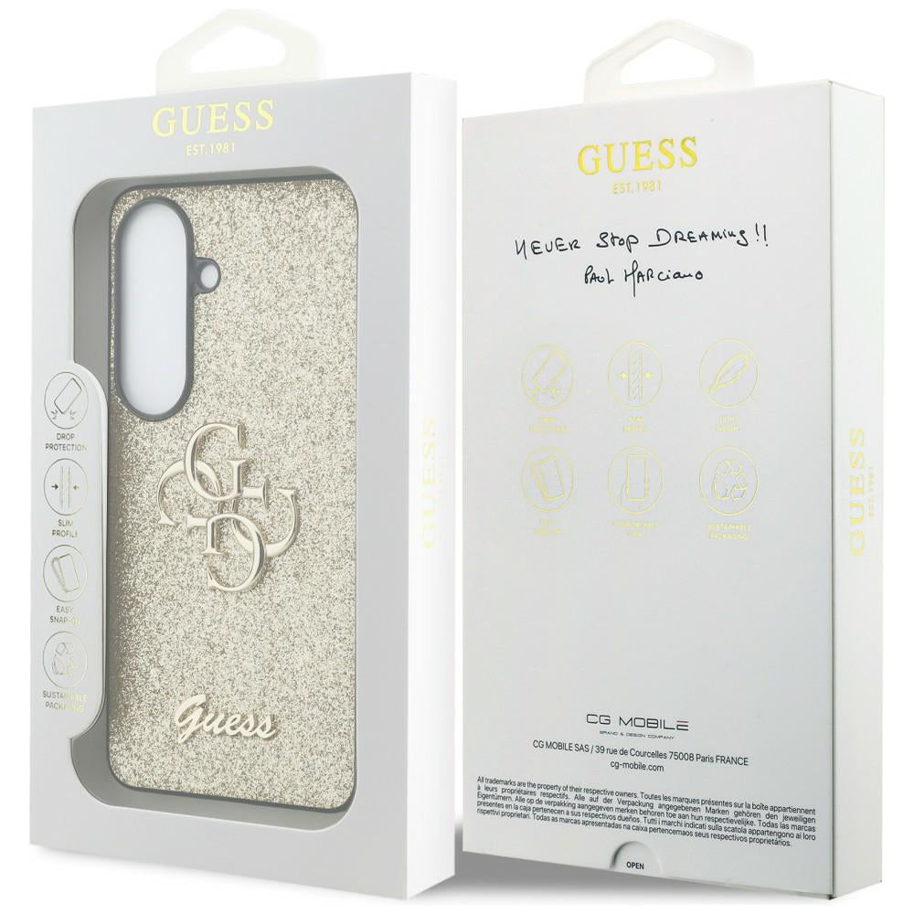 Capa para Samsung Galaxy S26 S942, Guess, Fixed Glitter Big 4G Metal Frame, Dourada
