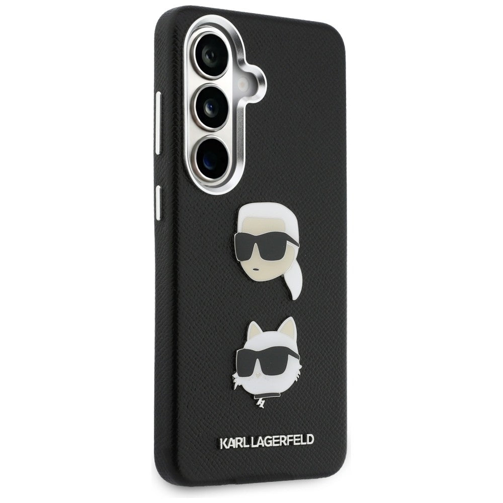 Capa para Samsung Galaxy S26 Plus S947, Karl Lagerfeld, Saffiano Karl & Choupette's Head Pin, Preta