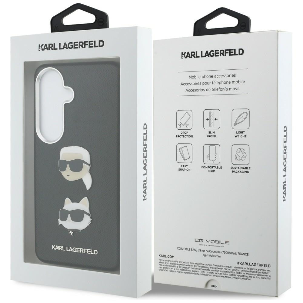 Capa para Samsung Galaxy S26 Plus S947, Karl Lagerfeld, Saffiano Karl & Choupette's Head Pin, Preta