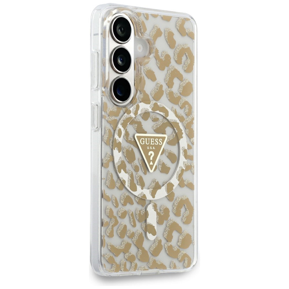 Capa MagSafe para Samsung Galaxy S26 S942, Guess, Padrão Leopardo IML, Marrom