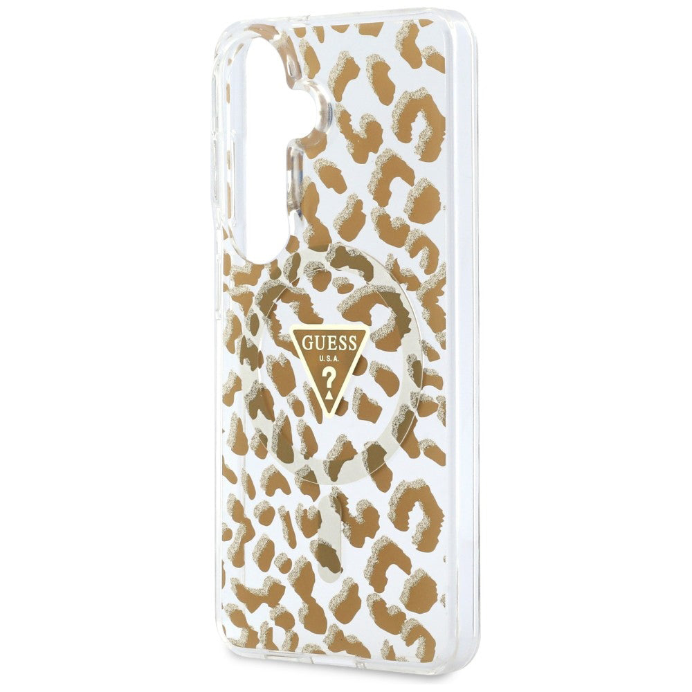 Capa MagSafe para Samsung Galaxy S26 S942, Guess, Padrão Leopardo IML, Marrom