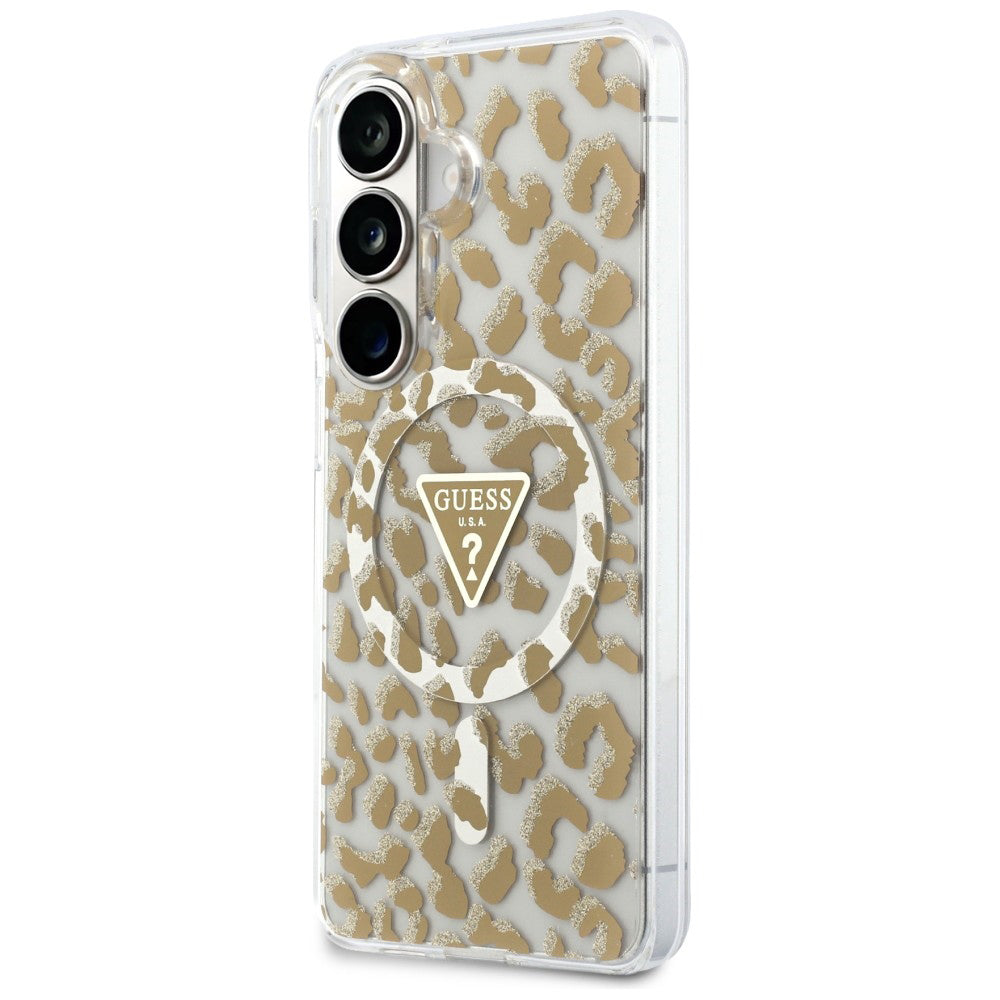 Capa MagSafe para Samsung Galaxy S26 S942, Guess, Padrão Leopardo IML, Marrom