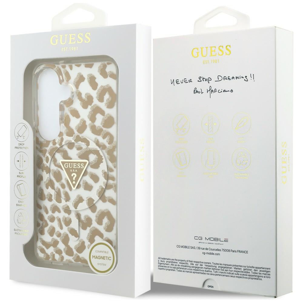 Capa MagSafe para Samsung Galaxy S26 S942, Guess, Padrão Leopardo IML, Marrom