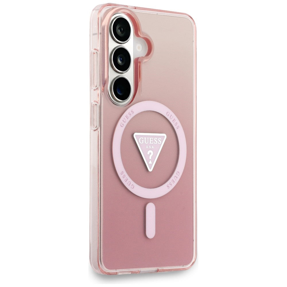 Capa MagSafe para Samsung Galaxy S26 S942, Guess, IML Gradient Triangle Logo, Rosa