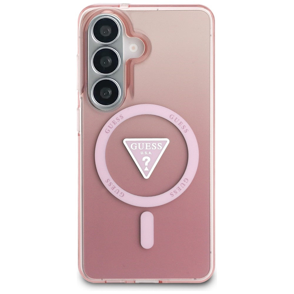 Capa MagSafe para Samsung Galaxy S26 S942, Guess, IML Gradient Triangle Logo, Rosa