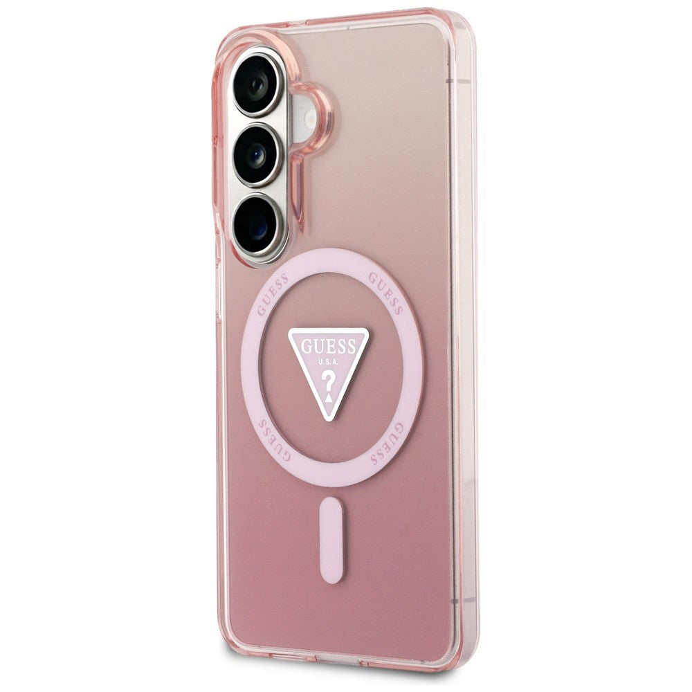 Capa MagSafe para Samsung Galaxy S26 S942, Guess, IML Gradient Triangle Logo, Rosa