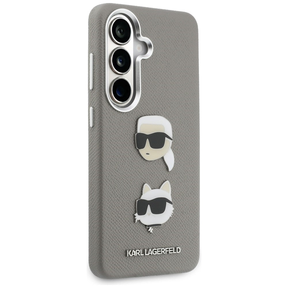 Capa para Samsung Galaxy S26 S942, Karl Lagerfeld, Saffiano Karl & Choupette's Head Pin, Cinza