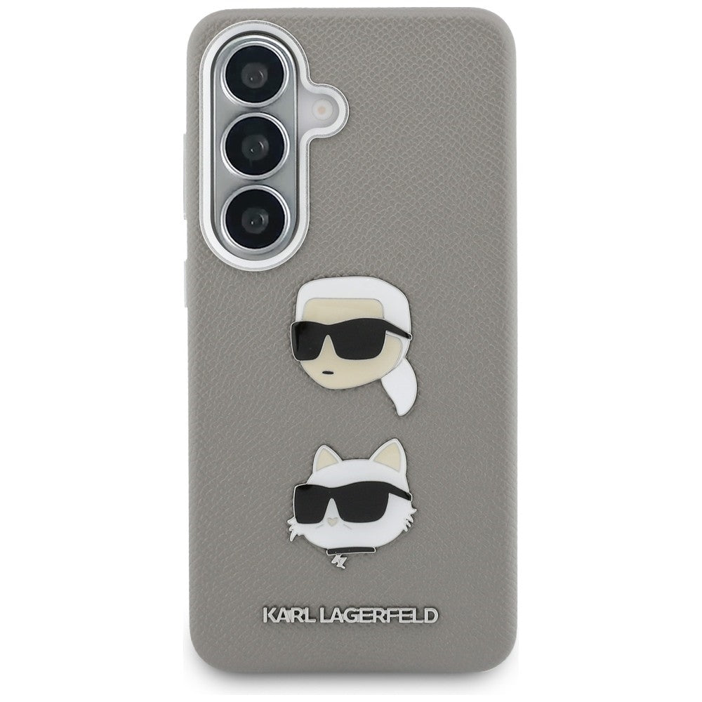 Capa para Samsung Galaxy S26 S942, Karl Lagerfeld, Saffiano Karl & Choupette's Head Pin, Cinza