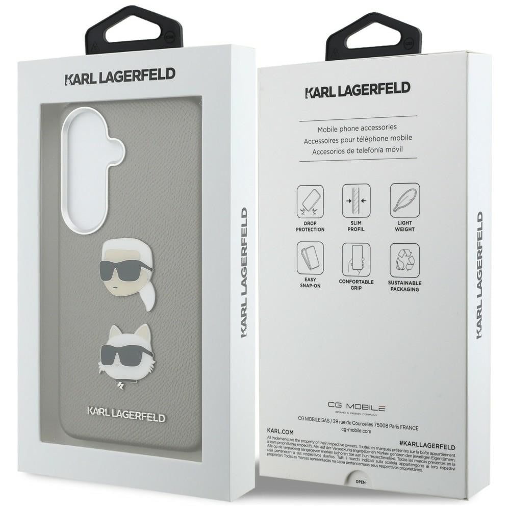 Capa para Samsung Galaxy S26 S942, Karl Lagerfeld, Saffiano Karl & Choupette's Head Pin, Cinza