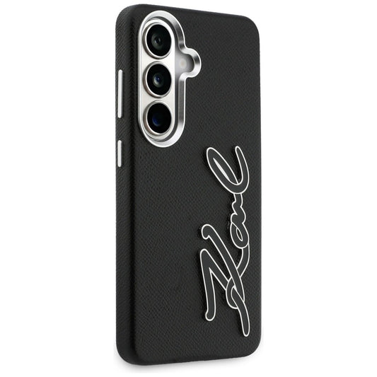 Capa para Samsung Galaxy S26 S942, Karl Lagerfeld, Logotipo de Resina Assinatura, Preta
