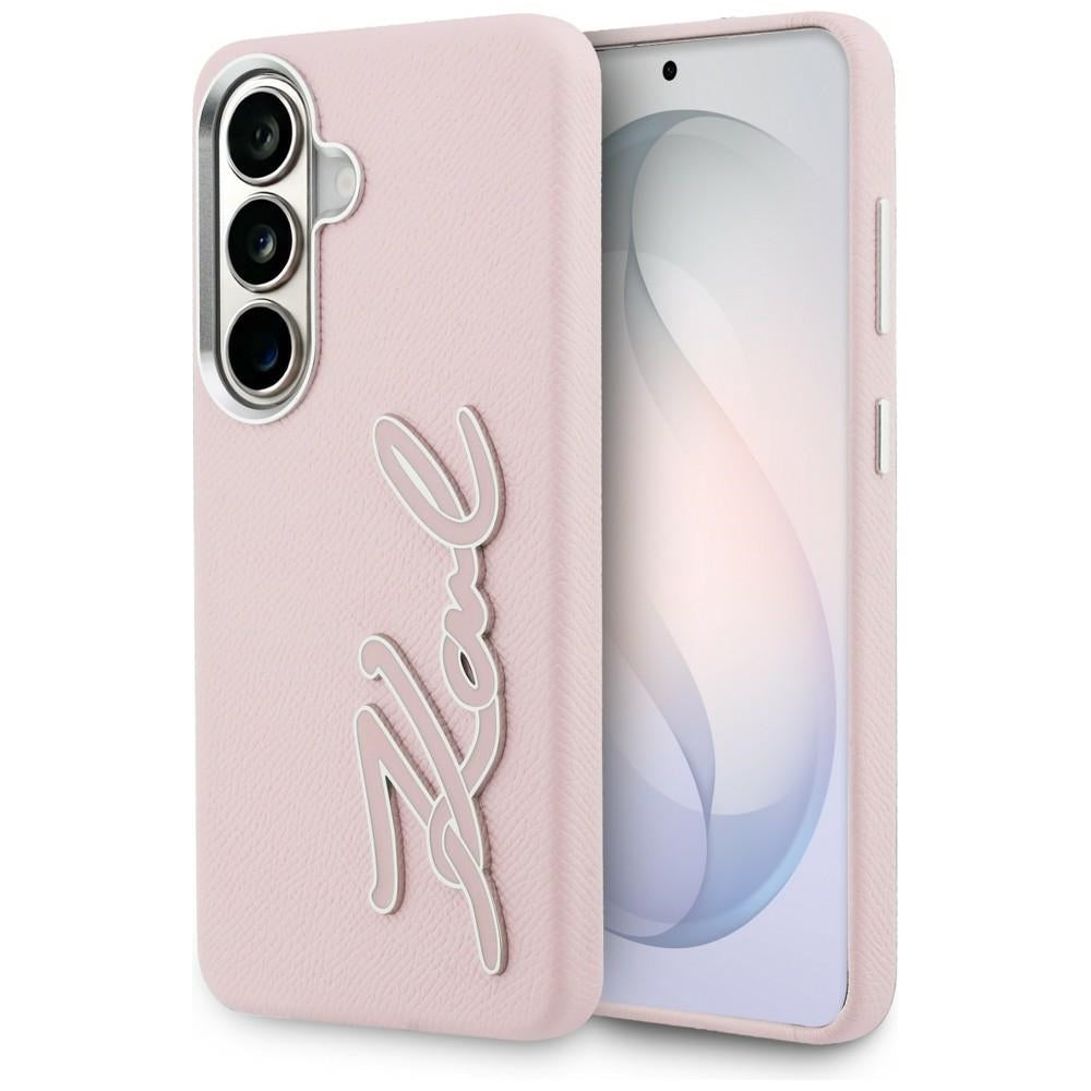 Capa para Samsung Galaxy S26 S942, Karl Lagerfeld, Logotipo de Resina Assinatura, Rosa