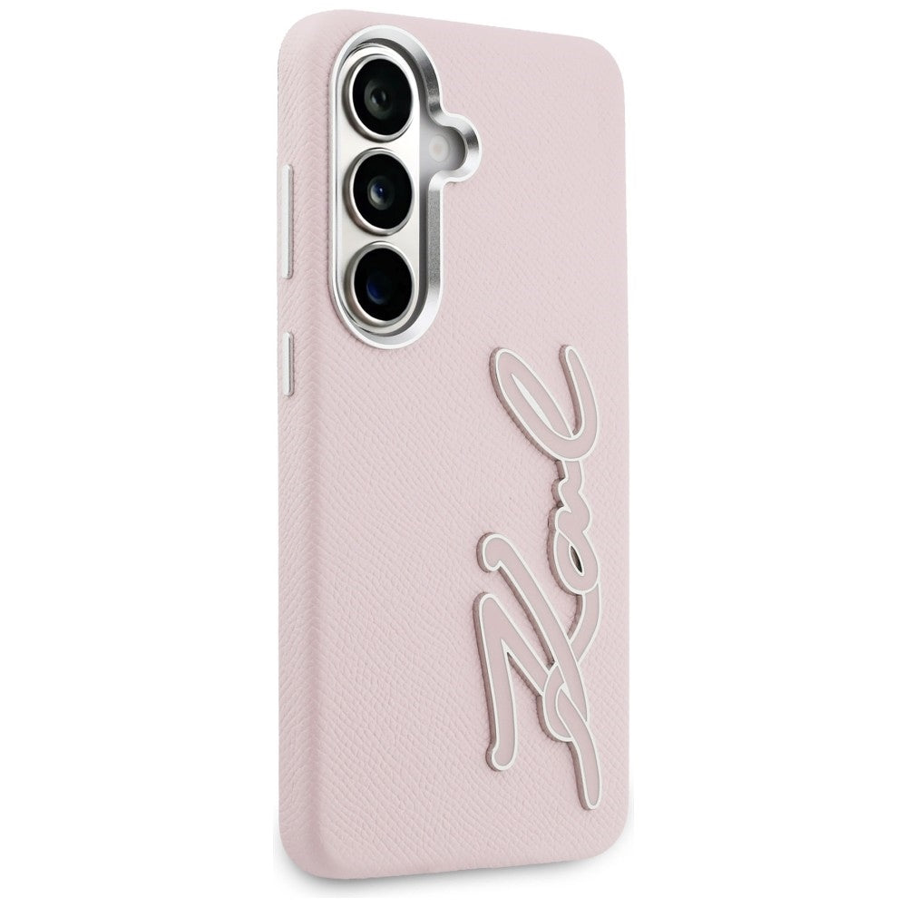 Capa para Samsung Galaxy S26 S942, Karl Lagerfeld, Logotipo de Resina Assinatura, Rosa