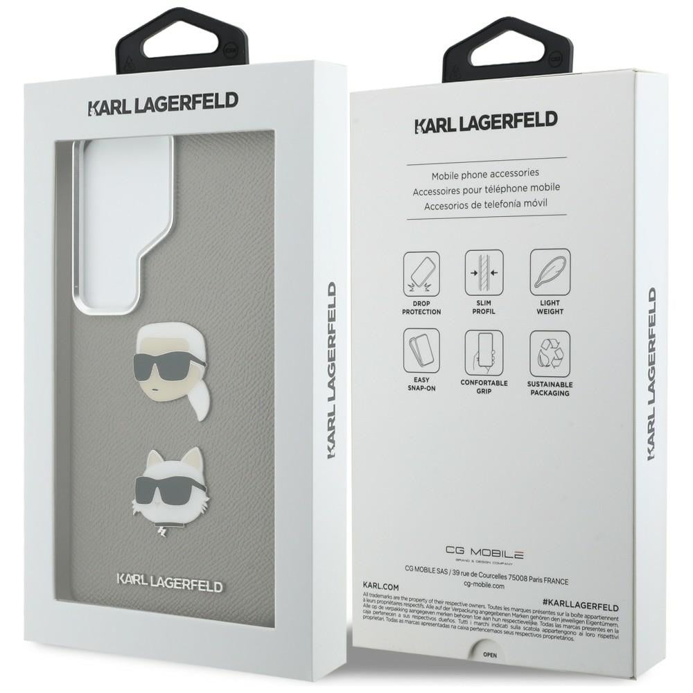 Capa para Samsung Galaxy S26 Ultra S948, Karl Lagerfeld, Saffiano Karl & Choupette's Head Pin, Cinza