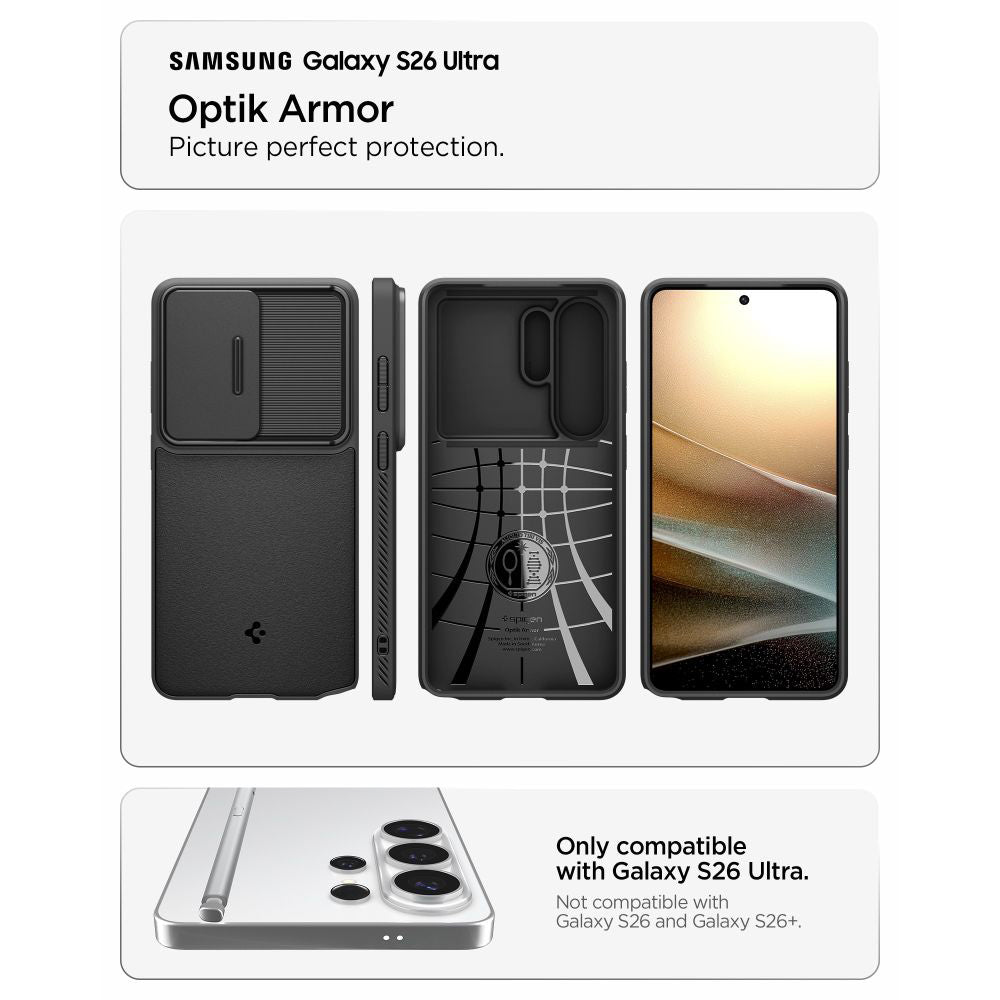 Capa para Samsung Galaxy S26 Ultra S948, Spigen, Optik Armor, Preta ACS10687