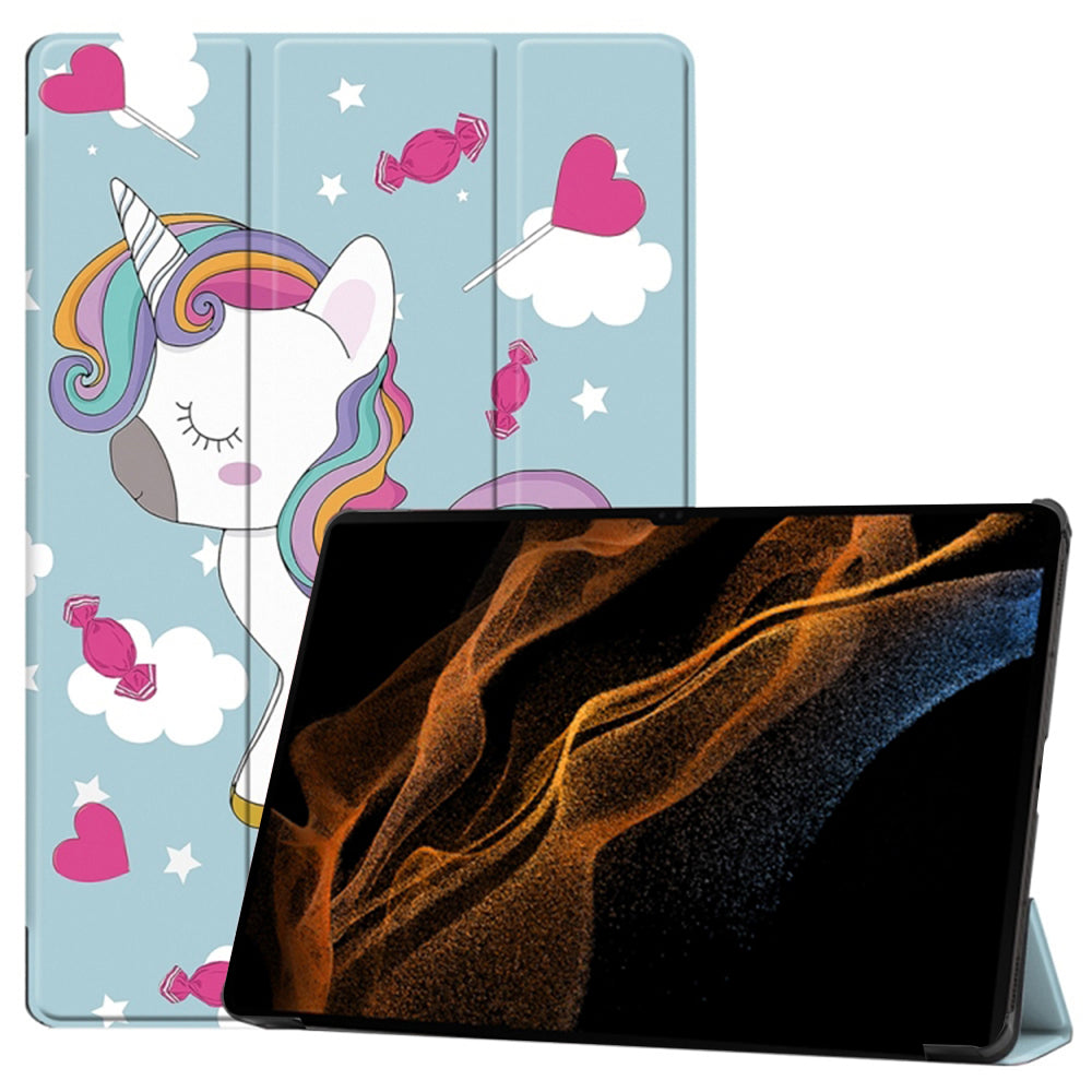 Capa para Samsung Galaxy Tab S10 Ultra / Tab S9 Ultra / Tab S8 Ultra, Techsuit, FoldPro Unicorn, Multicolor