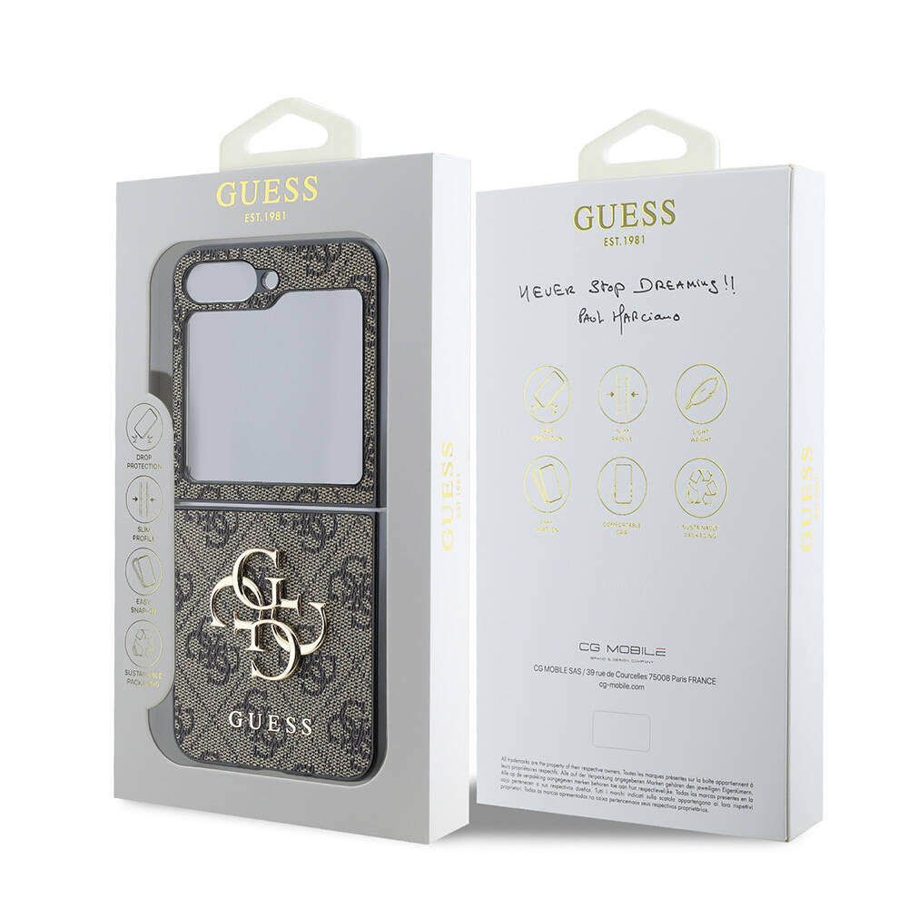 Capa para Samsung Galaxy Z Flip7 F766, Guess, Logo Metal 4G, Preta