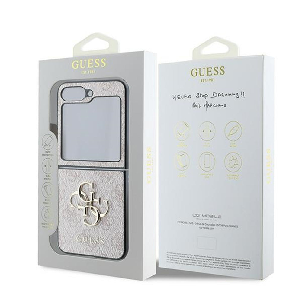 Capa para Samsung Galaxy Z Flip7 FE F761 / Z Flip6 F741, Guess, Logo Metal 4G, Rosa