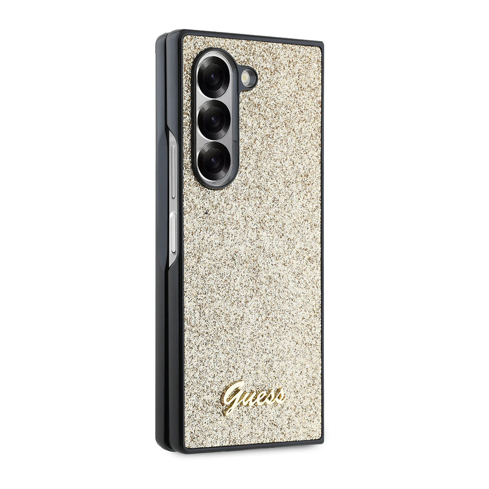 Capa para Samsung Galaxy Z Fold6 F956, Guess, Glitter Script, Dourada