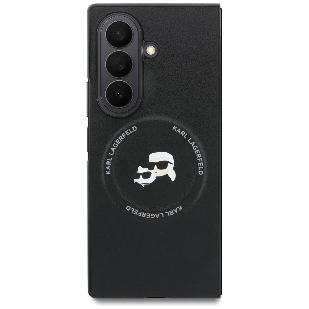 Capa para Samsung Galaxy Z Fold8 Ultra F976, Karl Lagerfeld, Karl & Choupette Head Pin, Preta