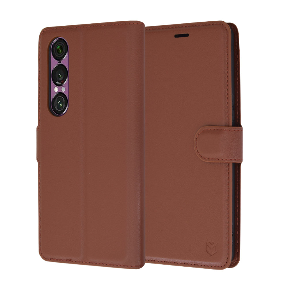Capa para Sony Xperia 1 VI, Techsuit, Leather Folio, Castanha