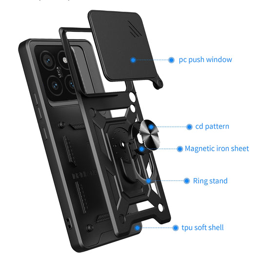 Capa para Xiaomi 14T Pro, Techsuit, CamShield, Preta