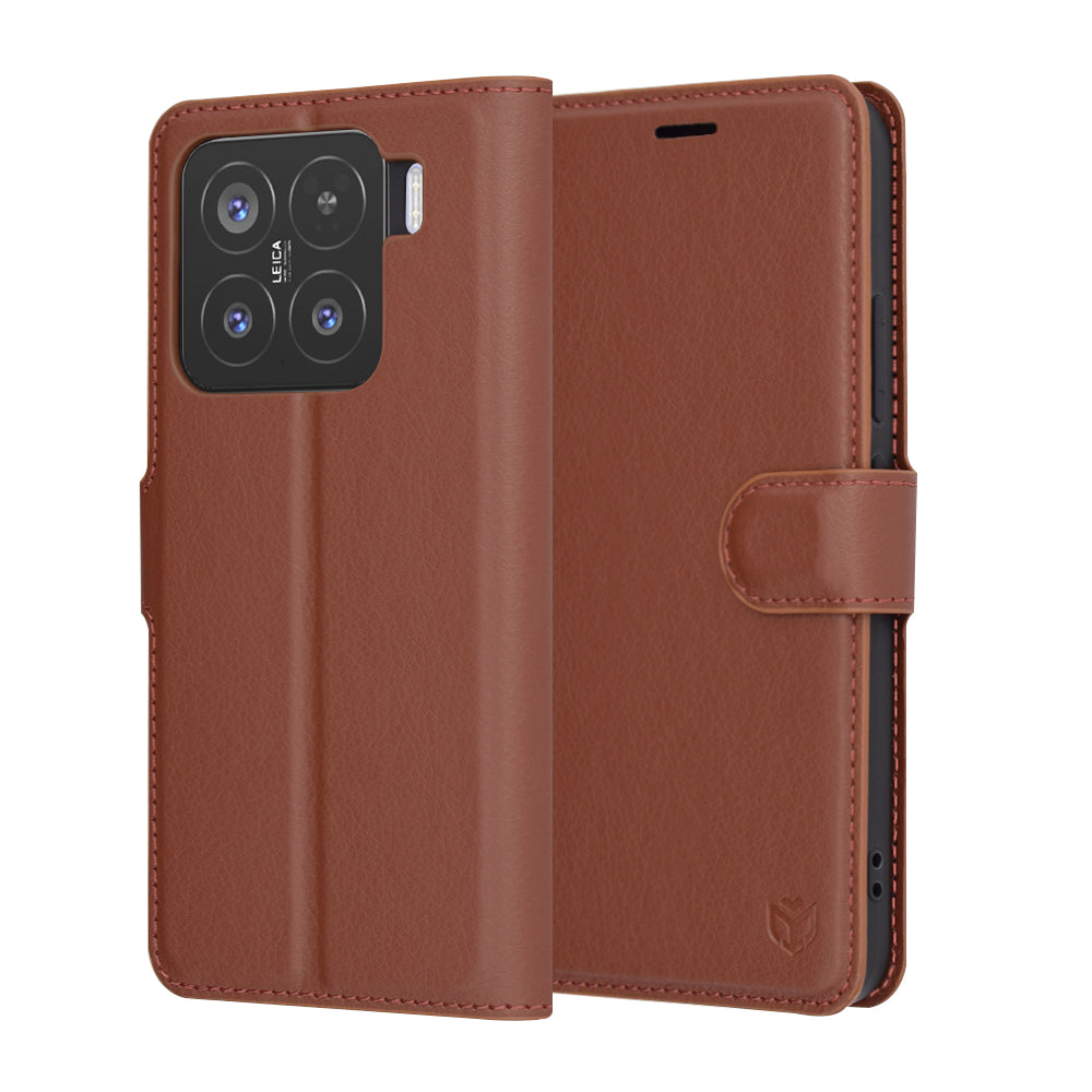 Capa para Xiaomi 15, Techsuit, Leather Folio, Castanha